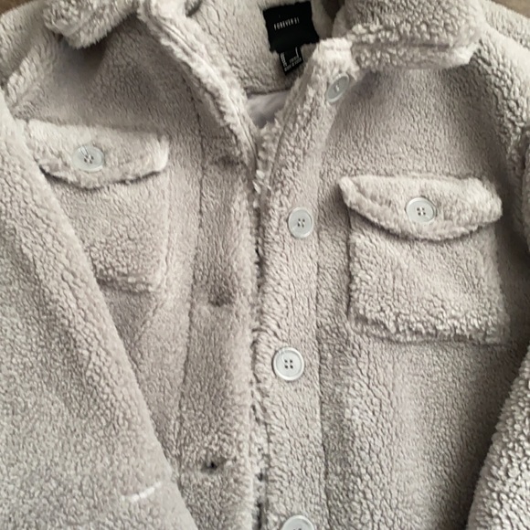 Gray Faux Shearling Button-Up Coat - Picture 6 of 8